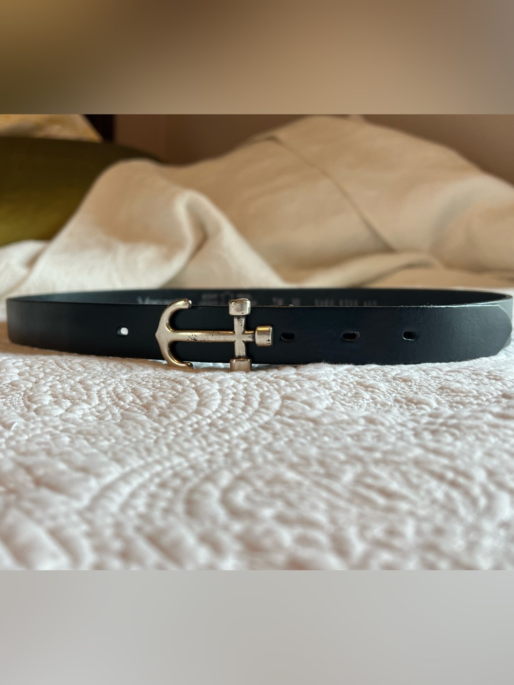 Vanzetti genuine leather Anchor buckle belt black sz 36
